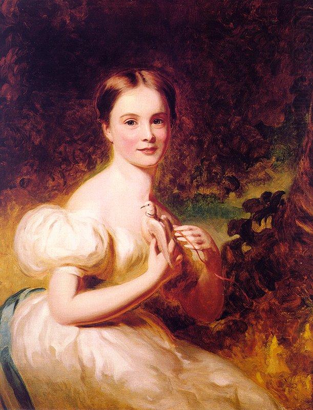 Portrait of a Young Girl with a Dove, George Henry Harlow
